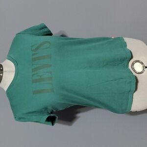 Levis Womens Tee Shirt Size L Green Y2K 90s Short Sleeve Top Crew Neck